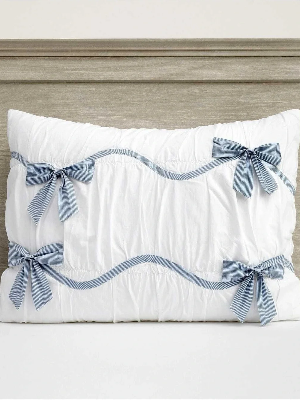 New Pottery Barn Stripe Bow Comforter size Twin /Twin XL with a Standard Sham.